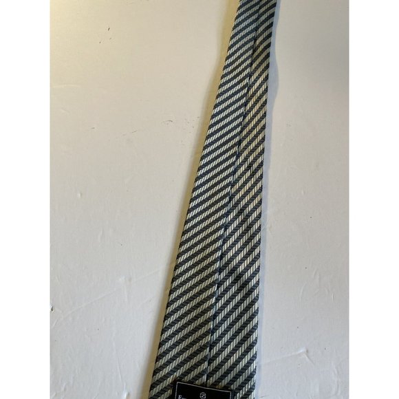 Ermenegildo Zegna Silk Silver Blue Tie 58” X 3 & 6/8 Striped - Picture 9 of 15